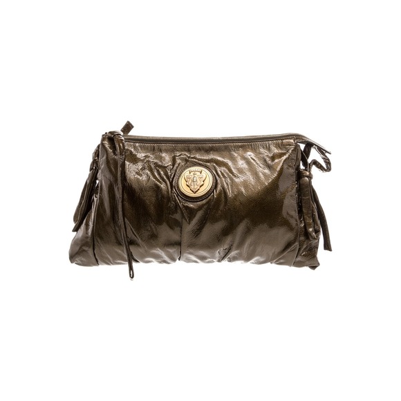 Gucci Handbags - Gucci Hysteria Metallic Bronze Patent Leather Crest Clutch Bag 197015
